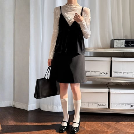 velvet peplum layered cami top　MA1873