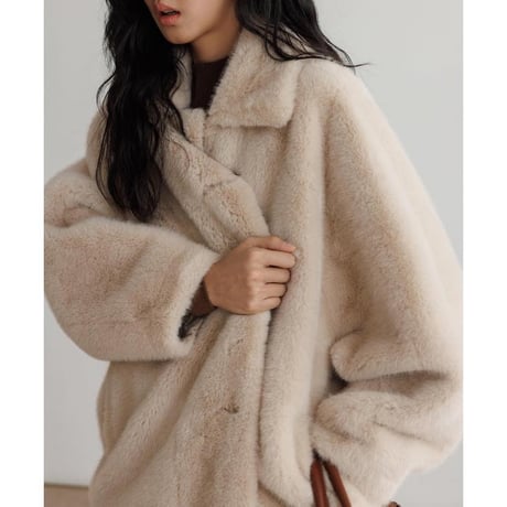 faux fur fluffy long coat　MA1328