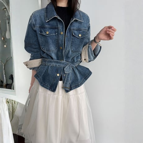 belt design denim jacket　MA1911