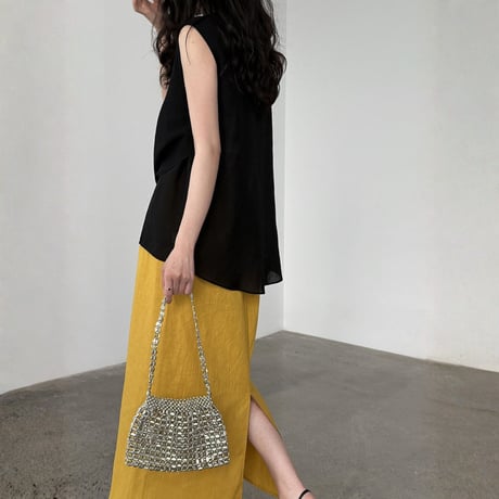 sheer waist ribbon sleeveless blouse　MA1983
