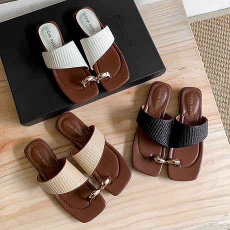 metal clip square toe sandal　MA1959