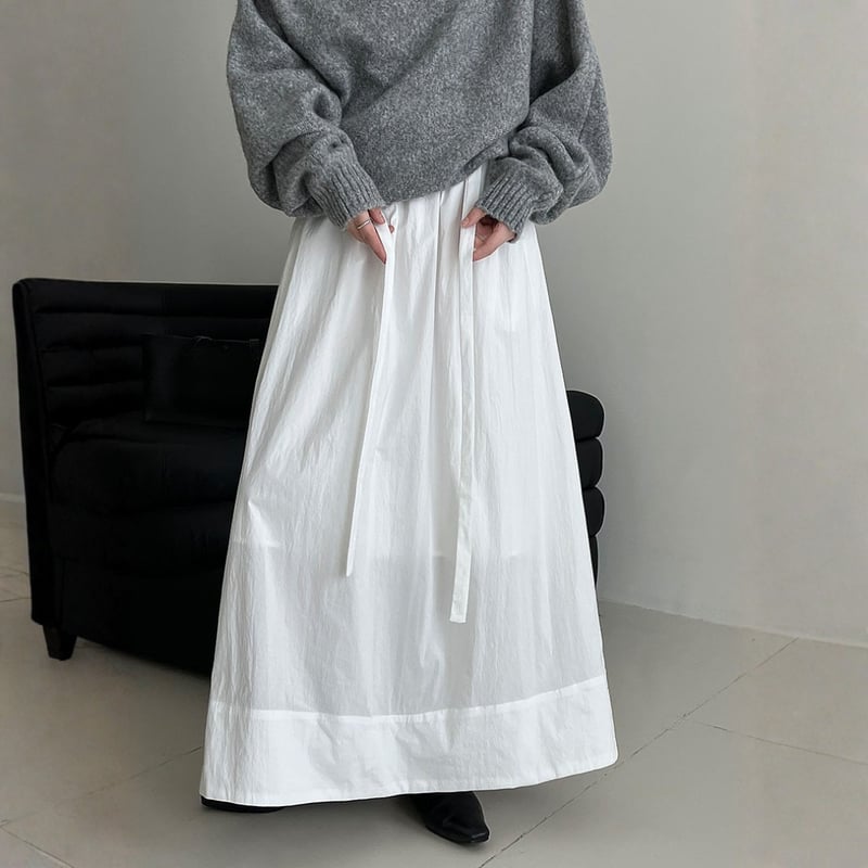 ribbon belt gather flare skirt MA1909 | MaiA