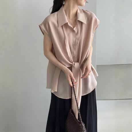 tie design sleeveless shirt blouse　MA1972