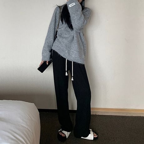 label brushed knit pullover　MA1316
