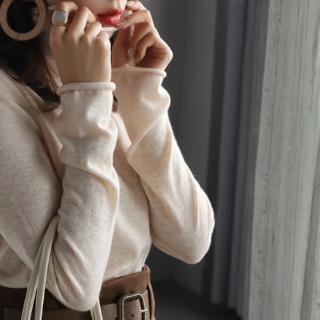 soft fitted turtleneck knit top　MA1717