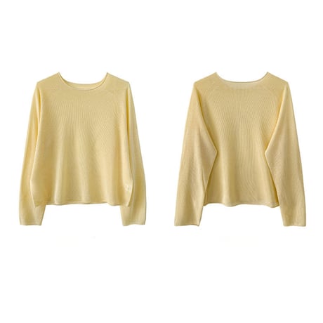 sheer roll hem knit long sleeve top　MA1869