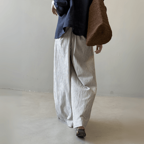 linen blend stripe widepants　MA1578