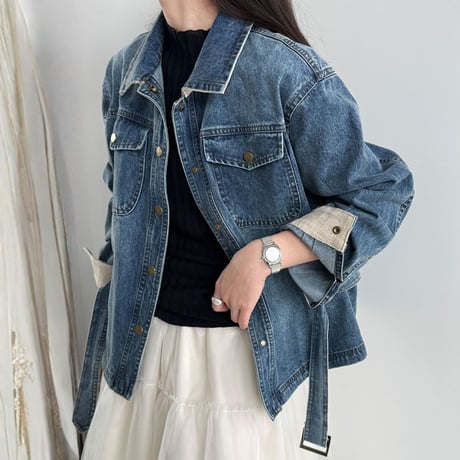 belt design denim jacket　MA1911