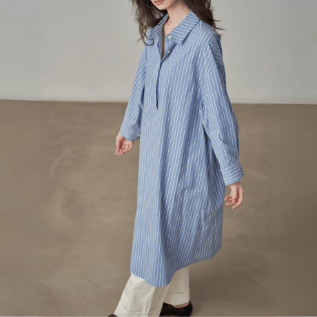 stripe shirt onepiece　MA1385
