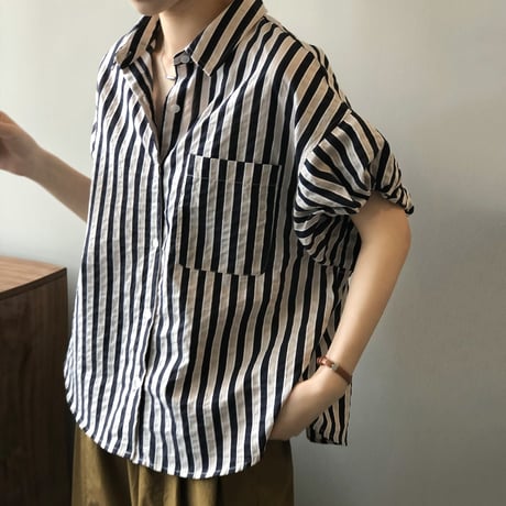 puff sleeve striped shirt　MA1177