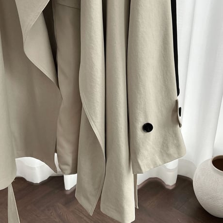 retro drape lapel oversized trench coat　MA1883