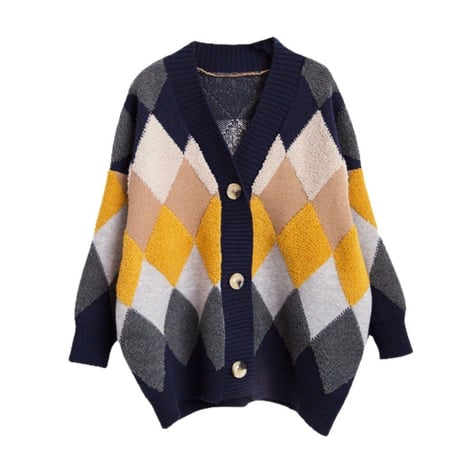 argyle texture knit cardigan　MA1763