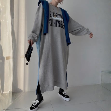 oversized denim panel sweatshirt dress　MA1845