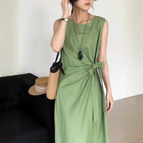 side ribbon sleeveless onepiece　MA1971