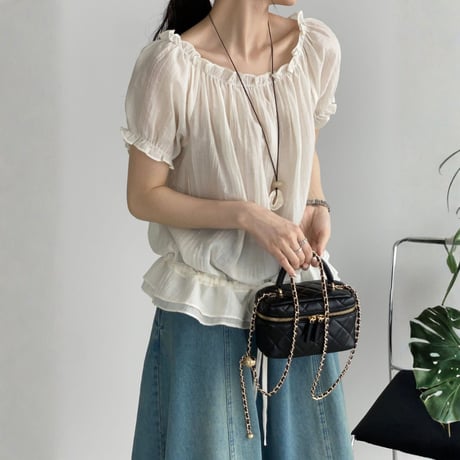 off shoulder puff sleeve drawstring blouse　MA1973