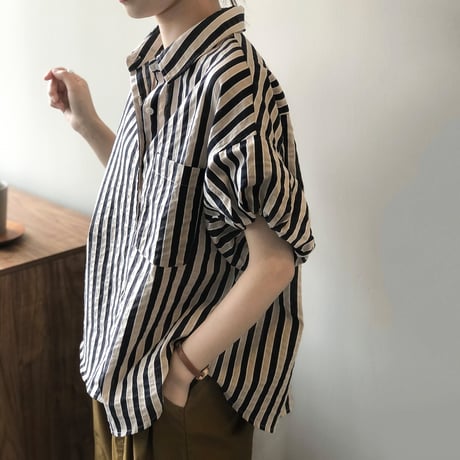 puff sleeve striped shirt　MA1177
