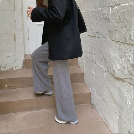 cable line knit straight pants　MA1762