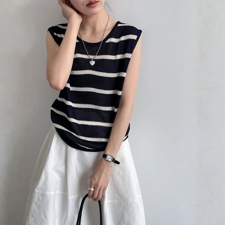 border knit sleeveless vest　MA1967