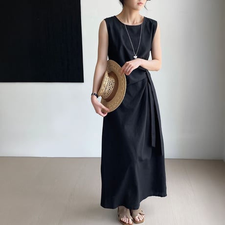 side ribbon sleeveless onepiece　MA1971