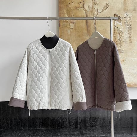collarless quilted zip jacket　MA1143