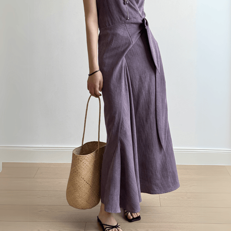 fluid drape vneck dress　MA1566