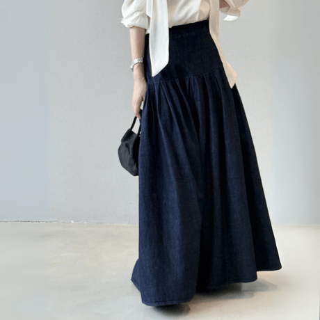 swing Denim Maxi Skirt　MA1635