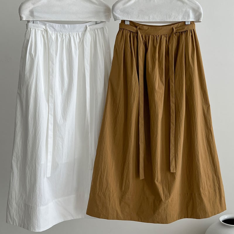 ribbon belt gather flare skirt MA1909 | MaiA