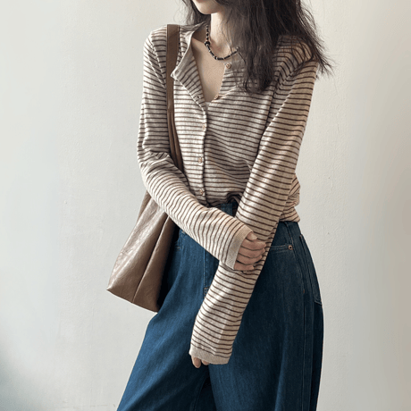 stripe harmony knit cardigan　MA1627