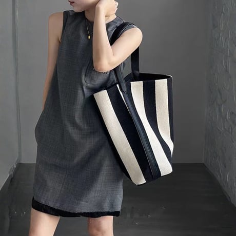 wide stripe canvas tote bag　MA1887