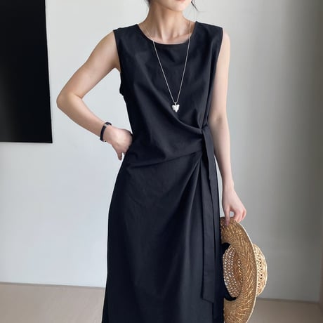 side ribbon sleeveless onepiece　MA1971