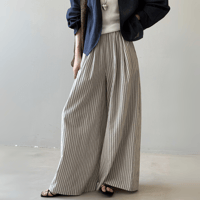 linen blend stripe widepants　MA1578