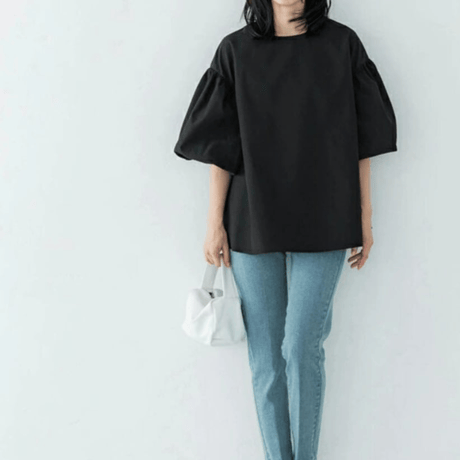 puff-sleeve back-ribbon feminine blouse　MA1644
