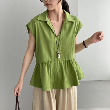 skipper peplum sleeveless blouse　MA1969