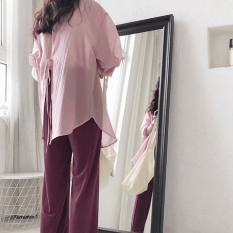 sheer back open blouse　MA1564