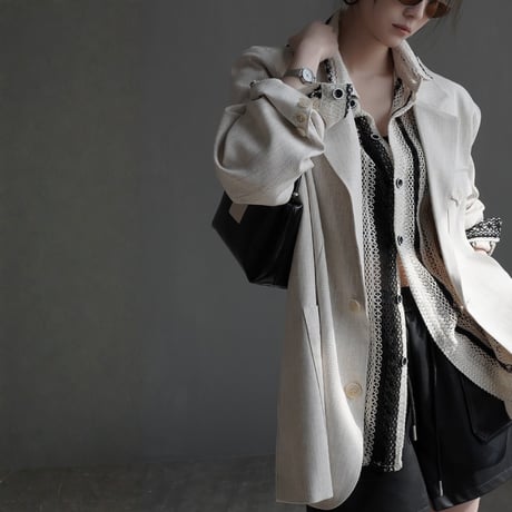 lace stripe loose shirt　MA1925