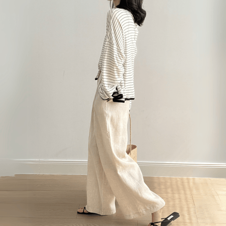 linen tuck wide pants　MA1548