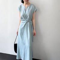 sleeveless waist ribbon maxi dress/3color　MA1989
