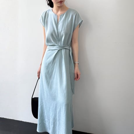 sleeveless waist ribbon maxi dress/3color　MA1989