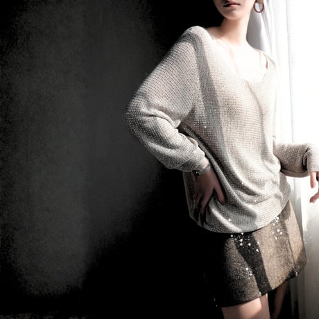 shiny round neck soft knit　MA1921