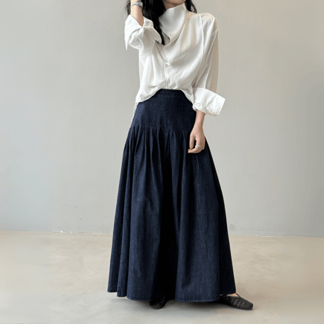 swing Denim Maxi Skirt　MA1635