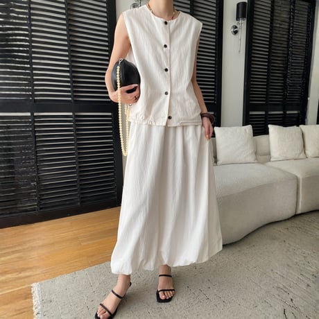 sleeveless vest balloon skirt setup　MA1954