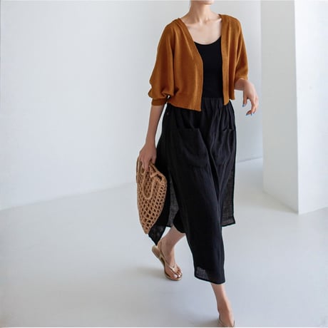linen blend faux skirt wide pants　MA1851