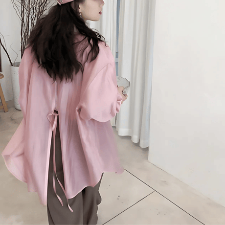sheer back open blouse　MA1564