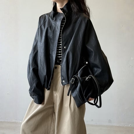 faux leather raglan jacket　MA1692