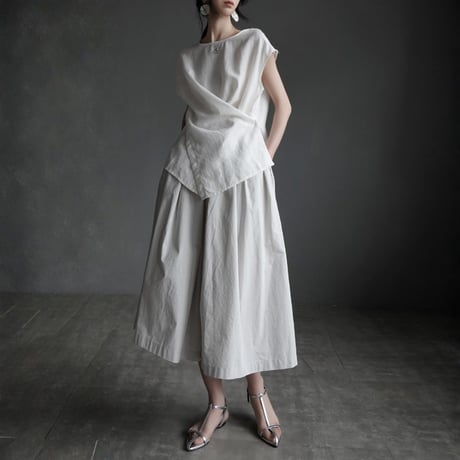 linen asymmetrical layered tops　MA1950