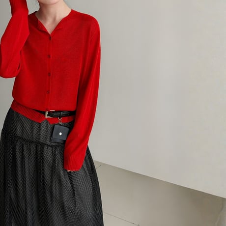 sheer round neck knit cardigan　MA1872