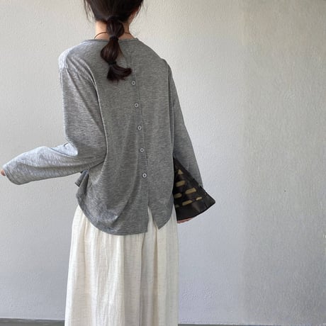 back button sheer long sleeve tops　MA1977