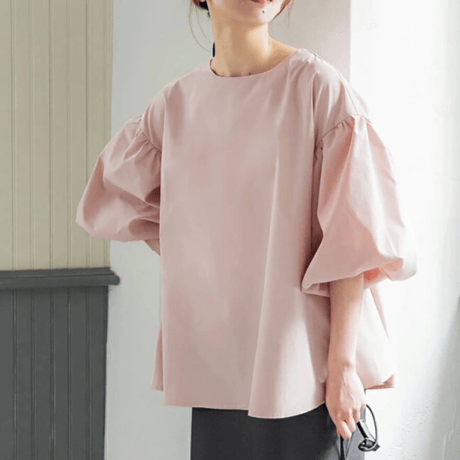 puff-sleeve back-ribbon feminine blouse　MA1644