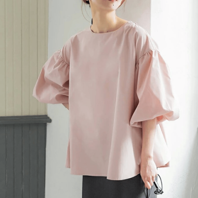 puff-sleeve back-ribbon feminine blouse MA1644