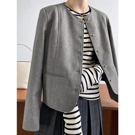 round neck collarless jacket　MA1154